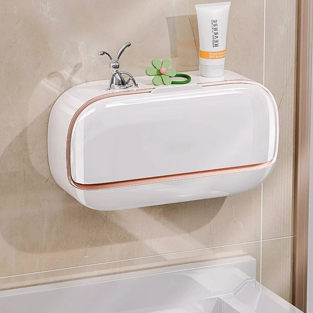 SMERA Wall-Mounted Soap Holder with Cover & Drain Tray