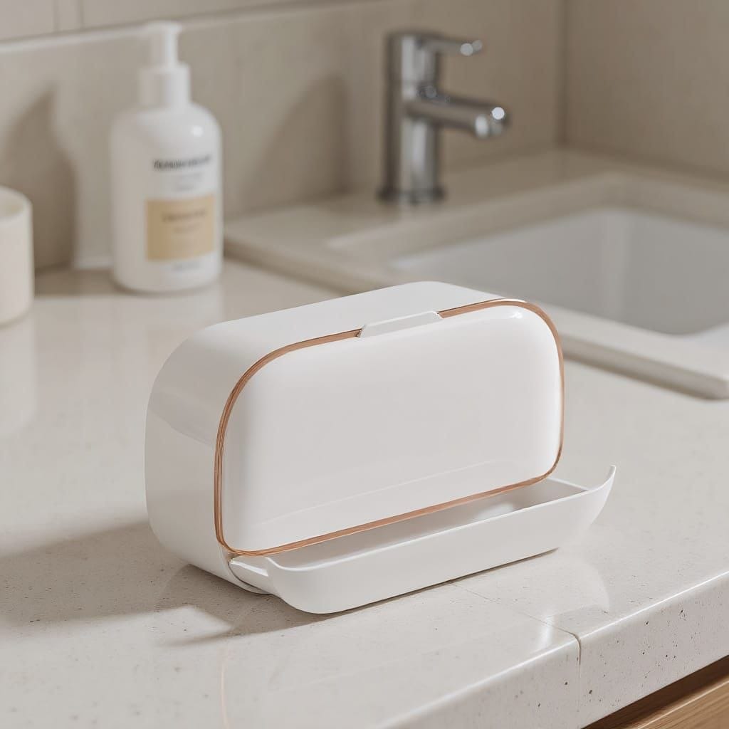 SMERA Wall-Mounted Soap Holder with Cover & Drain Tray